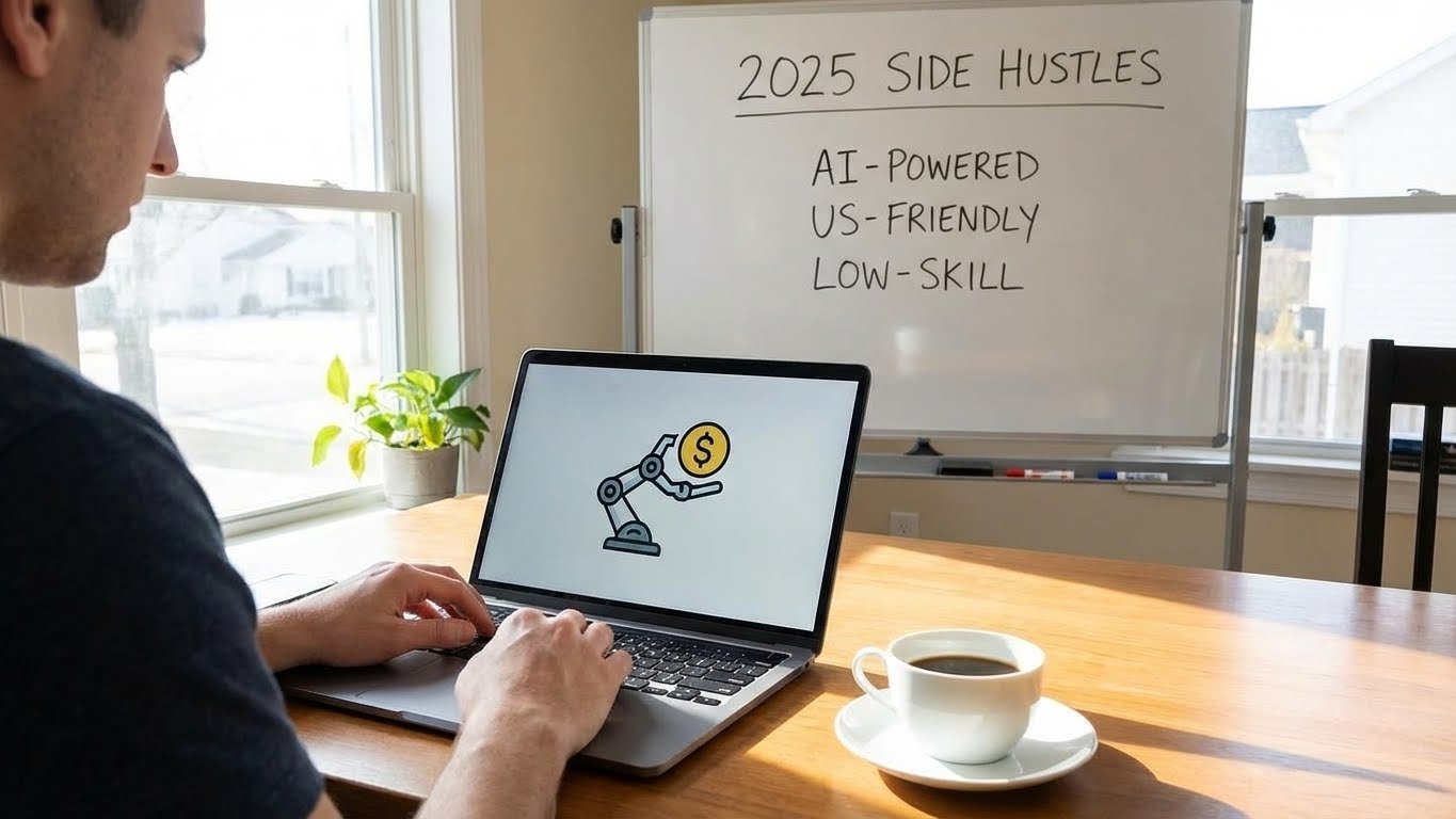 AI side hustles 2025 USA with low-skill methods for beginners to earn income