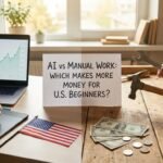 AI vs manual work income comparison for beginners choosing the best earning method in the USA